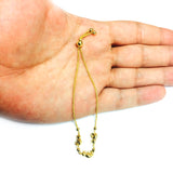 Bumble Bee Charms Theme Bolo Friendship Adjustable Bracelet In 14K Yellow Gold, 9.25"