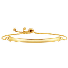 Pulsera ajustable de trigo redondo con talla de diamante de oro amarillo de 14 quilates con elemento de barra curva brillante, joyería fina de diseño de 9,25 pulgadas para hombres y mujeres