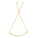 14K Yellow Gold Diamond Cut Round Wheat Adjustable Bracelet With Shiny Curved Bar Element, 9.25"