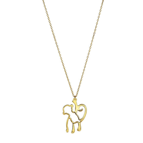 14k Yellow Gold Hanging Monkey Charm Chain Necklace, 18"