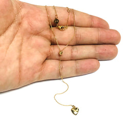 Hängande hjärthalsband i 14 k gult guld, 18" fina designersmycken för män och kvinnor