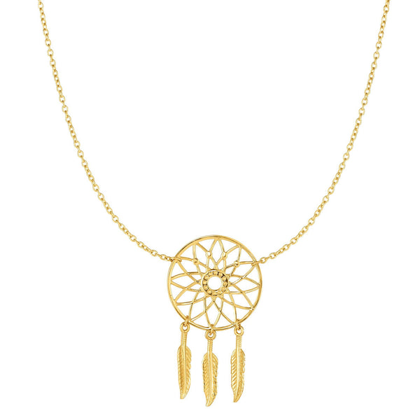14k Yellow Gold Polished Wings Necklace, 18"