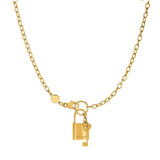 14k Yellow Gold Lock And Key Chain Necklace,18"