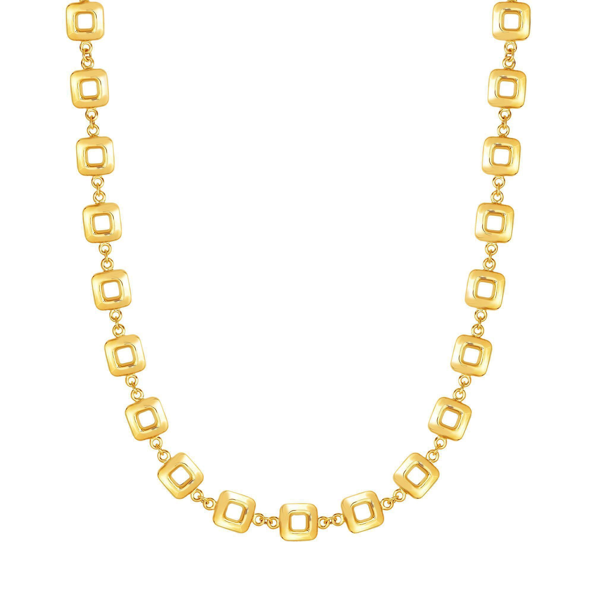 Kvindehalskæde i 14 karat gult guld med firkantet led, 17" fine designersmykker til mænd og kvinder