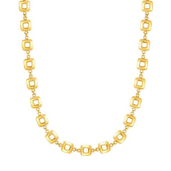 Collar de mujer con eslabones cuadrados de oro amarillo de 14 quilates, joyería fina de diseño de 17" para hombres y mujeres