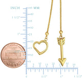 14k Yellow Gold Heart And Arrow Charm Long Necklace, 28"