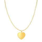 14k Yellow Gold High Polished Heart Necklace,16"