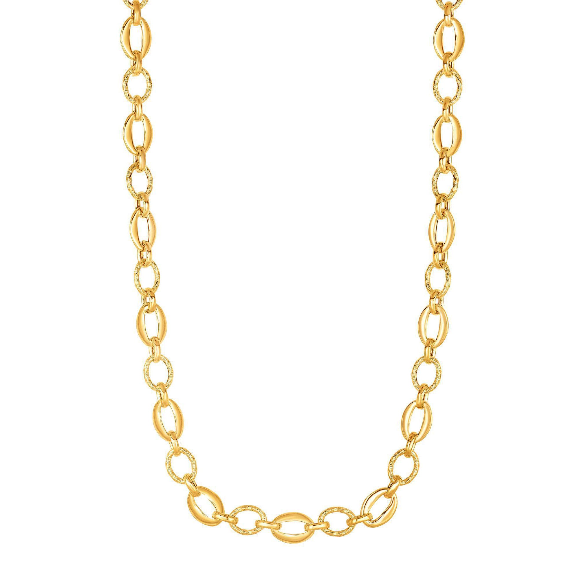 Collier pour femme avec chaîne à maillons ovales en or jaune 14 carats, bijoux de créateurs fins de 18 pouces pour hommes et femmes