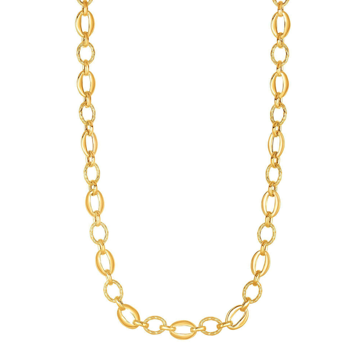 Collar para mujer con cadena de eslabones ovalados de oro amarillo de 14 k, joyería fina de diseño de 18 "para hombres y mujeres