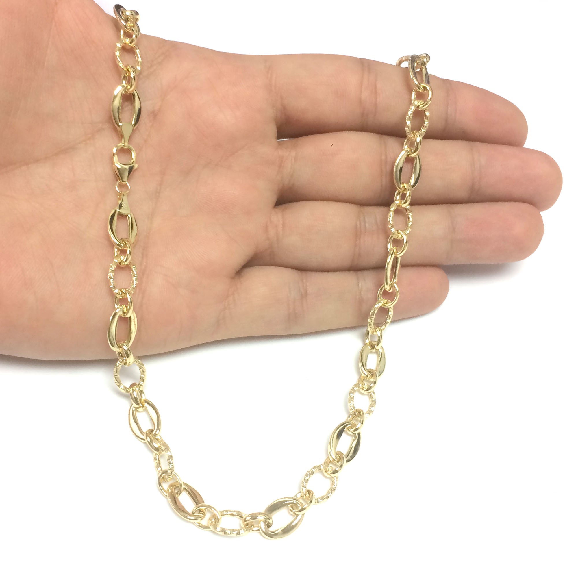 Collier pour femme avec chaîne à maillons ovales en or jaune 14 carats, bijoux de créateurs fins de 18 pouces pour hommes et femmes