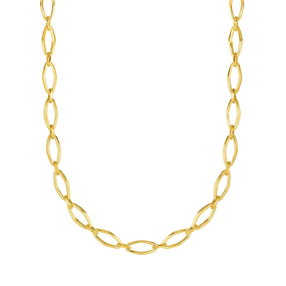14k gult guld Marquise Link Damhalsband, 18" fina designersmycken för män och kvinnor