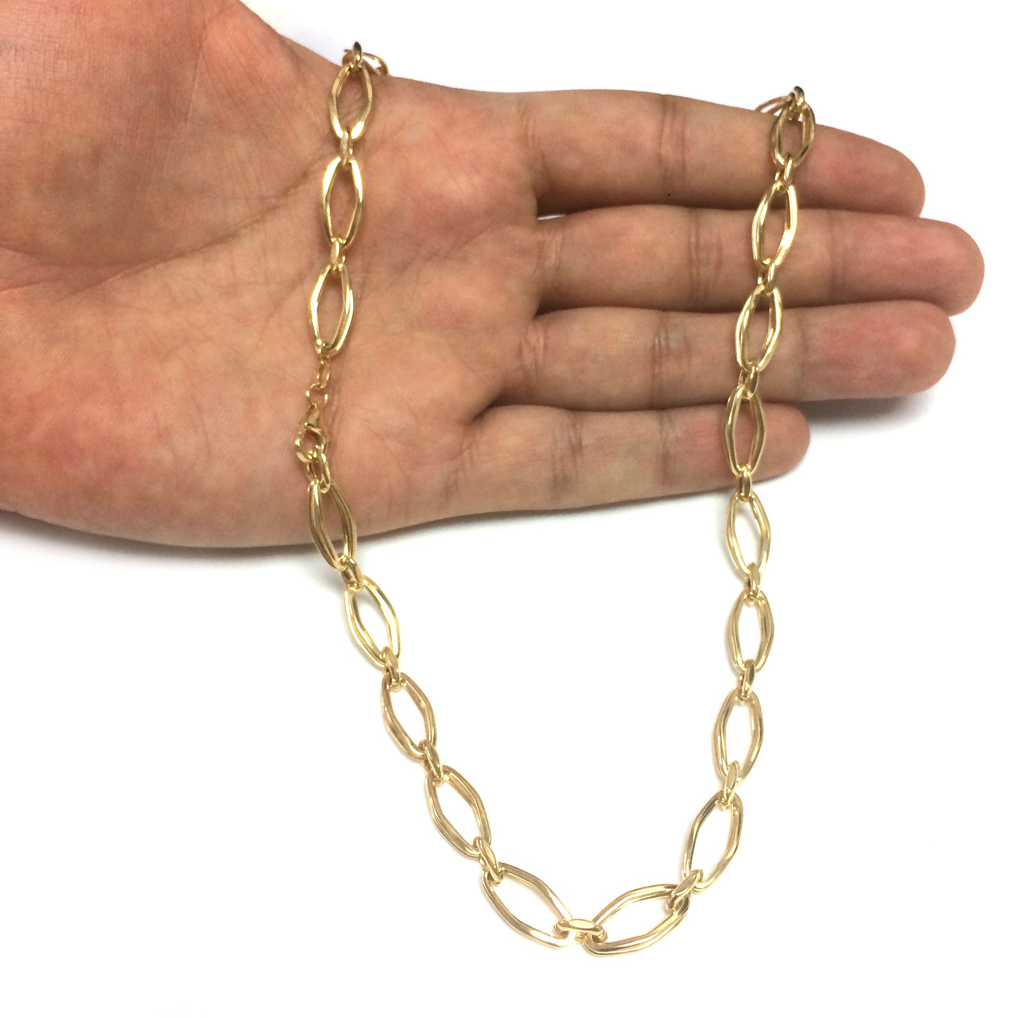 14k gult guld Marquise Link Damhalsband, 18" fina designersmycken för män och kvinnor