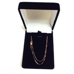 14k Rose Solid Gold Mirror Box Chain Necklace, 0.6mm