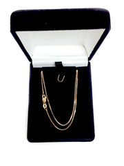 Collar de cadena con caja de espejo de oro macizo rosa de 14 quilates, joyería fina de diseño de 0,8 mm para hombres y mujeres