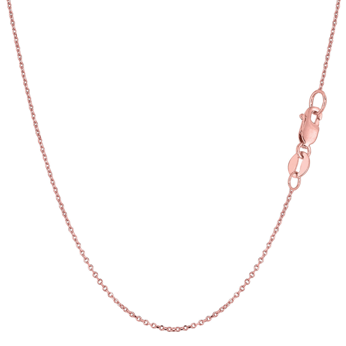 18k Rose Gold Cable Link Chain Halsband, 0,7 mm fina designersmycken för män och kvinnor
