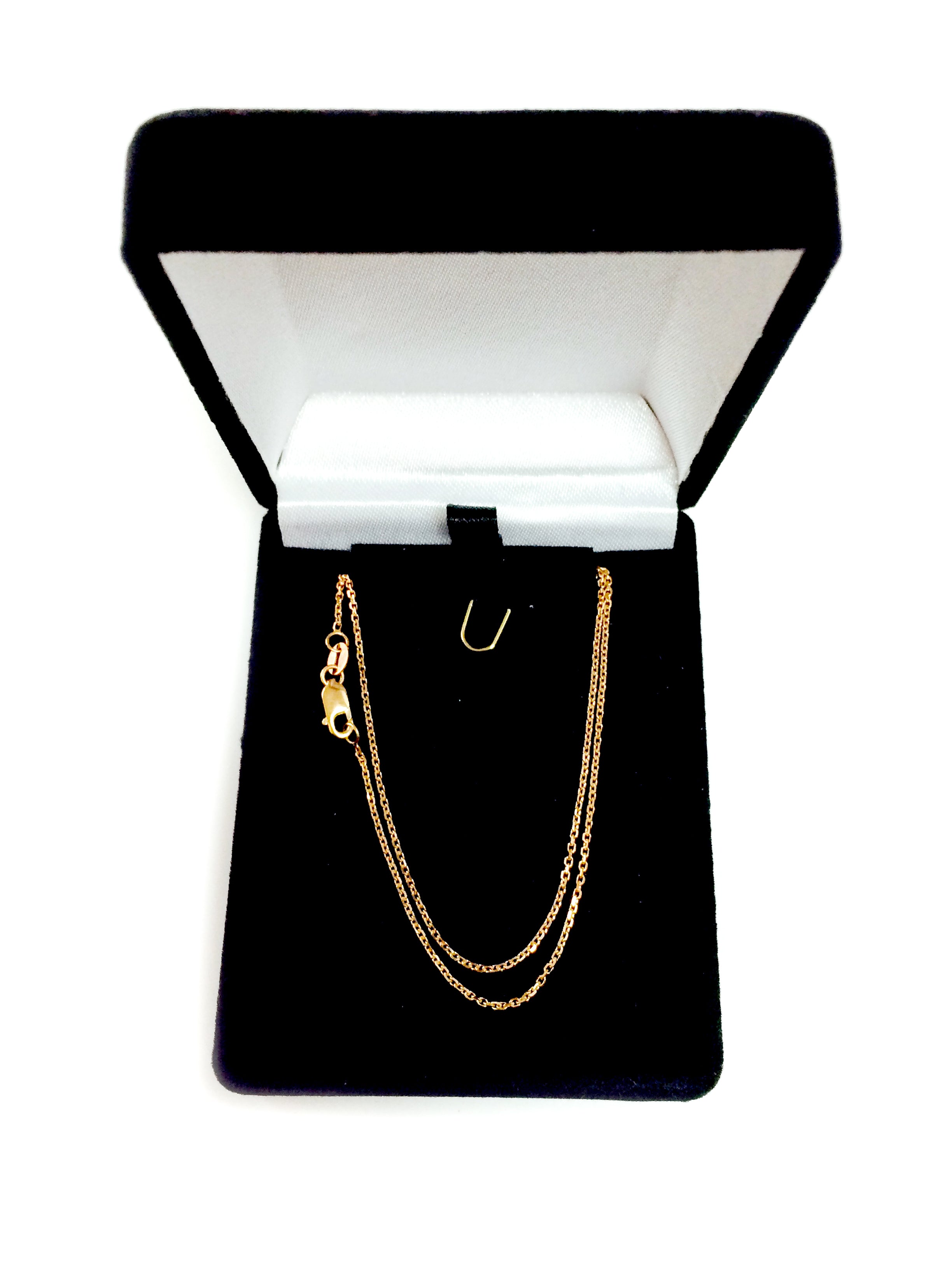 14k Rose Gold Cable Link Chain Halsband, 1,1 mm fina designersmycken för män och kvinnor