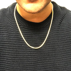 Collar de cadena de eslabones cubanos de Miami de oro amarillo de 14 quilates, joyería fina de diseño de 4 mm de ancho para hombres y mujeres