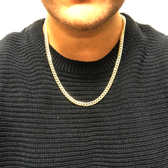 14k gult guld Miami Cuban Link Chain Halsband, bredd 6 mm fina designersmycken för män och kvinnor