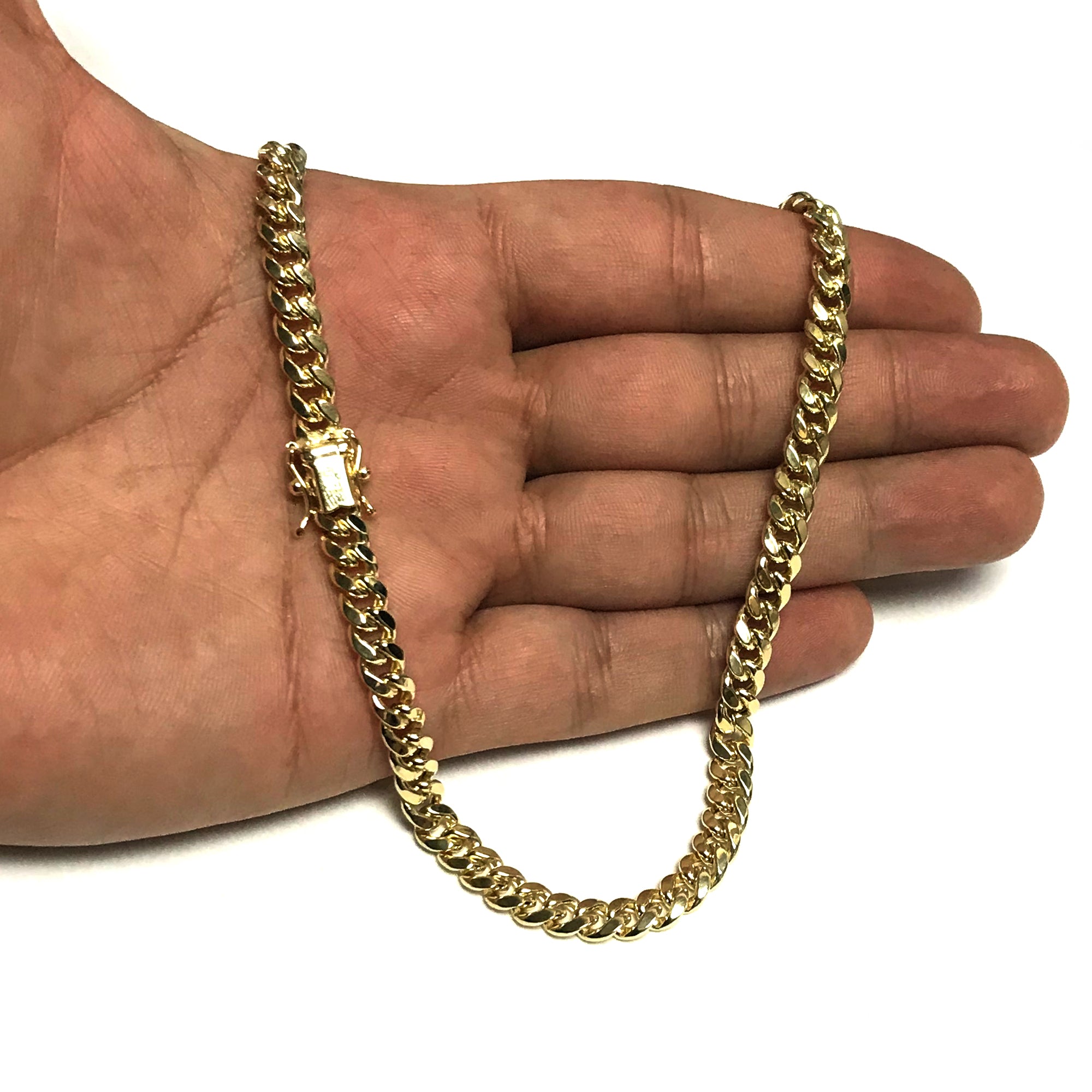 14k gult guld Miami Cuban Link Chain Halsband, bredd 6 mm fina designersmycken för män och kvinnor