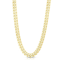 Collana semi cava con catena a maglie cubane Miami in oro giallo 14k, gioielli di alta moda da 7 mm per uomo e donna