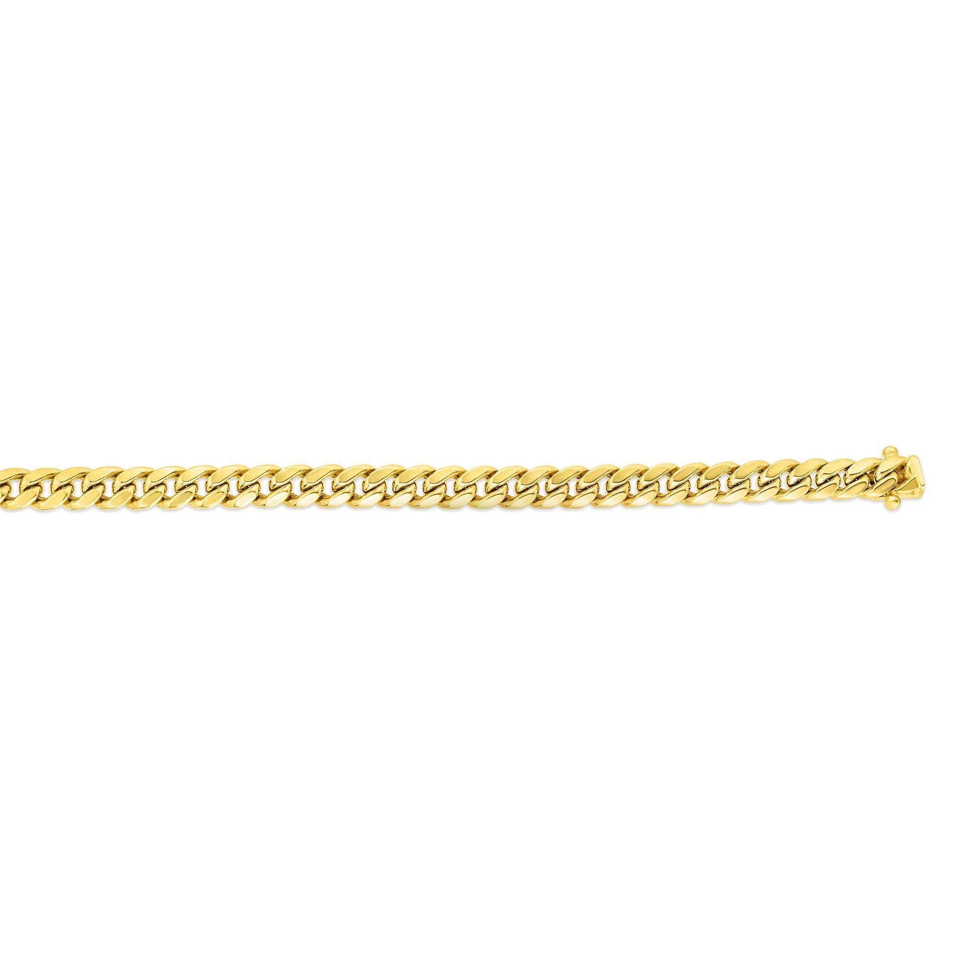 14k Yellow Semi Solid Gold Miami Cuban Link Chain Necklace, Width 9mm fine designer jewelry for men and women