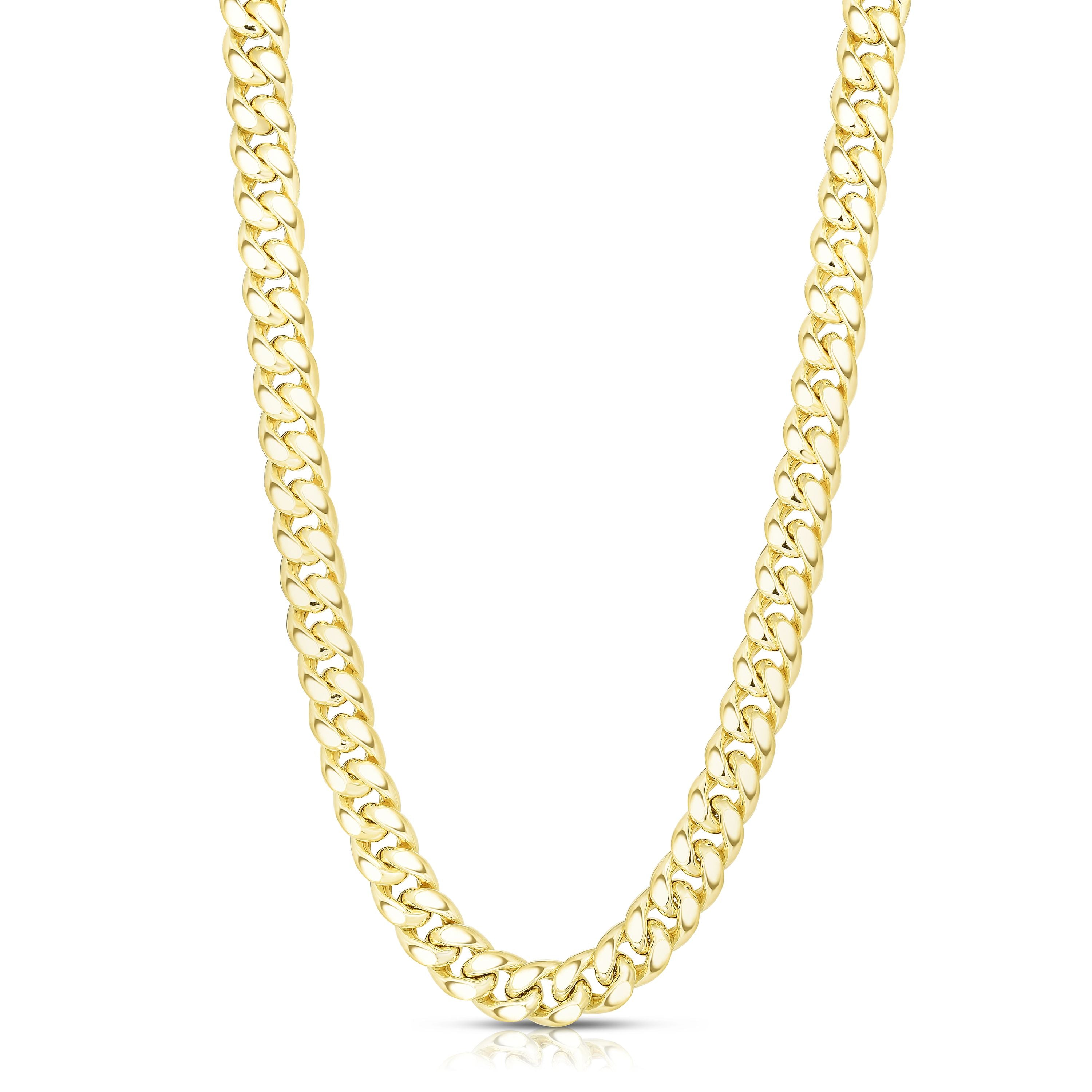 Collar de cadena de eslabones cubanos de Miami de oro amarillo de 14 quilates, joyería fina de diseño de 10 mm de ancho para hombres y mujeres