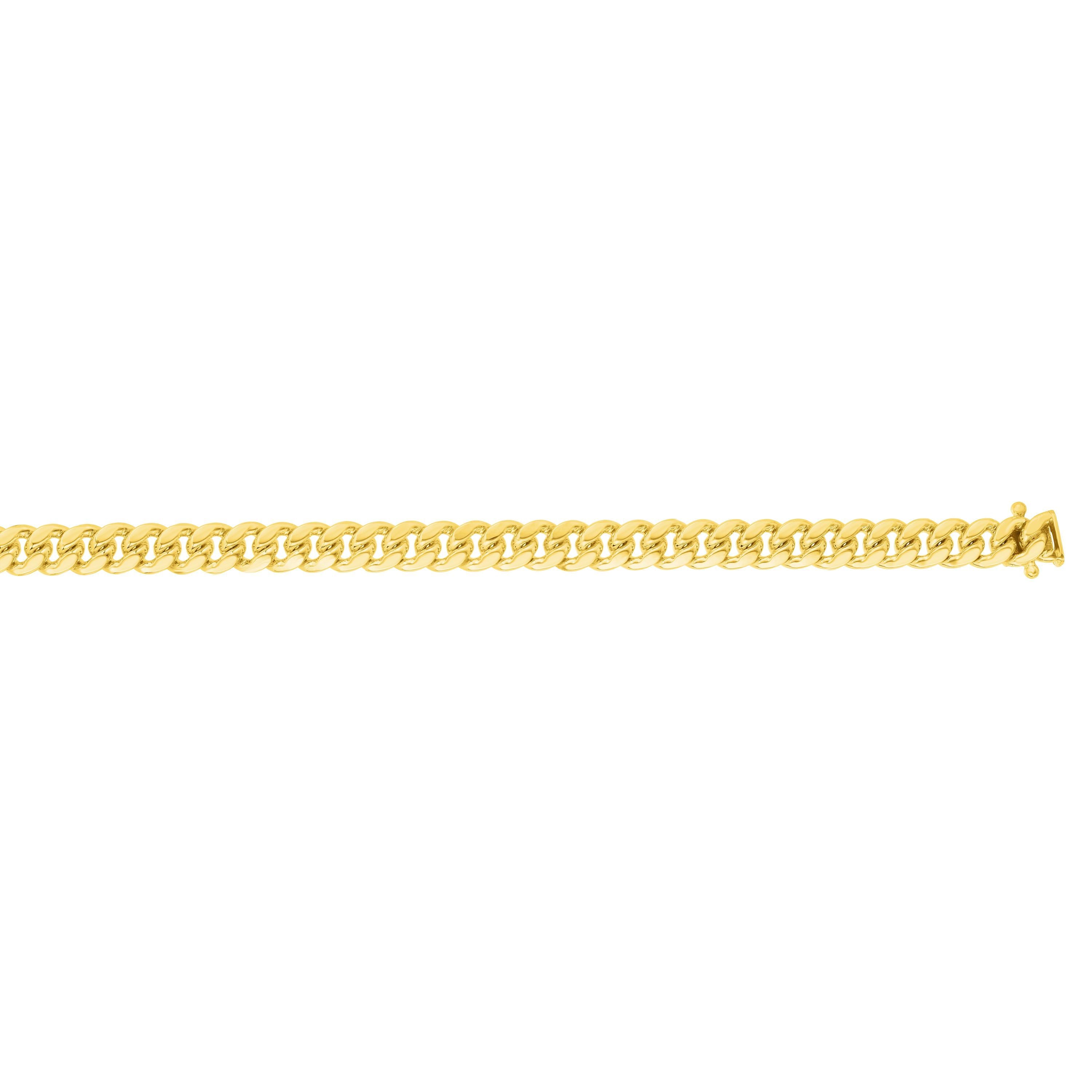 14k Yellow Gold Miami Cuban Link Chain Necklace, Width 10mm fine designer jewelry for men and women