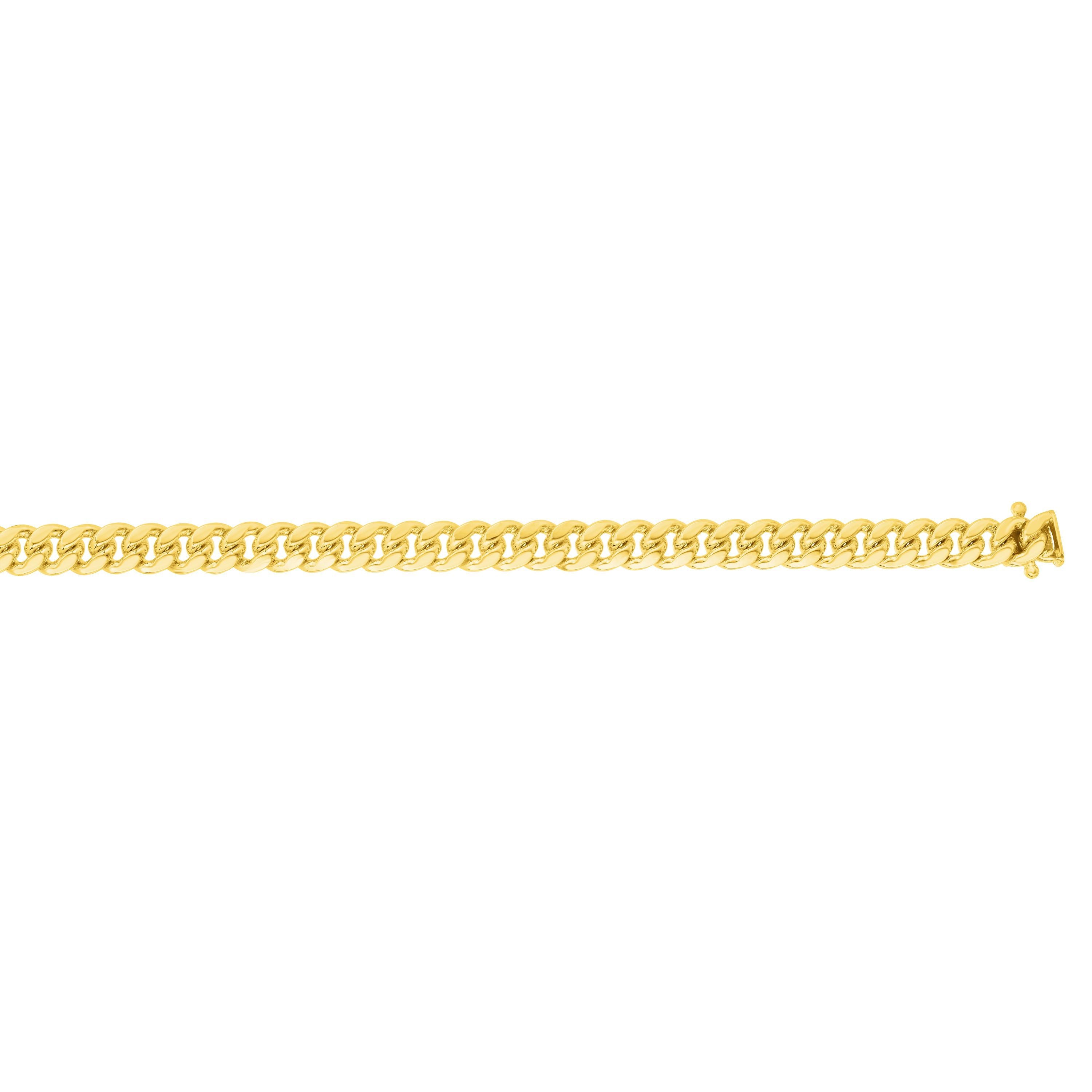 14k Yellow Gold Miami Cuban Link Chain Necklace, Width 10mm