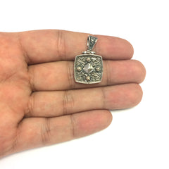 Oxidized Sterling Silver Byzantine Style Square Pendant