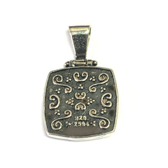 Oxidized Sterling Silver Byzantine Style Square Pendant