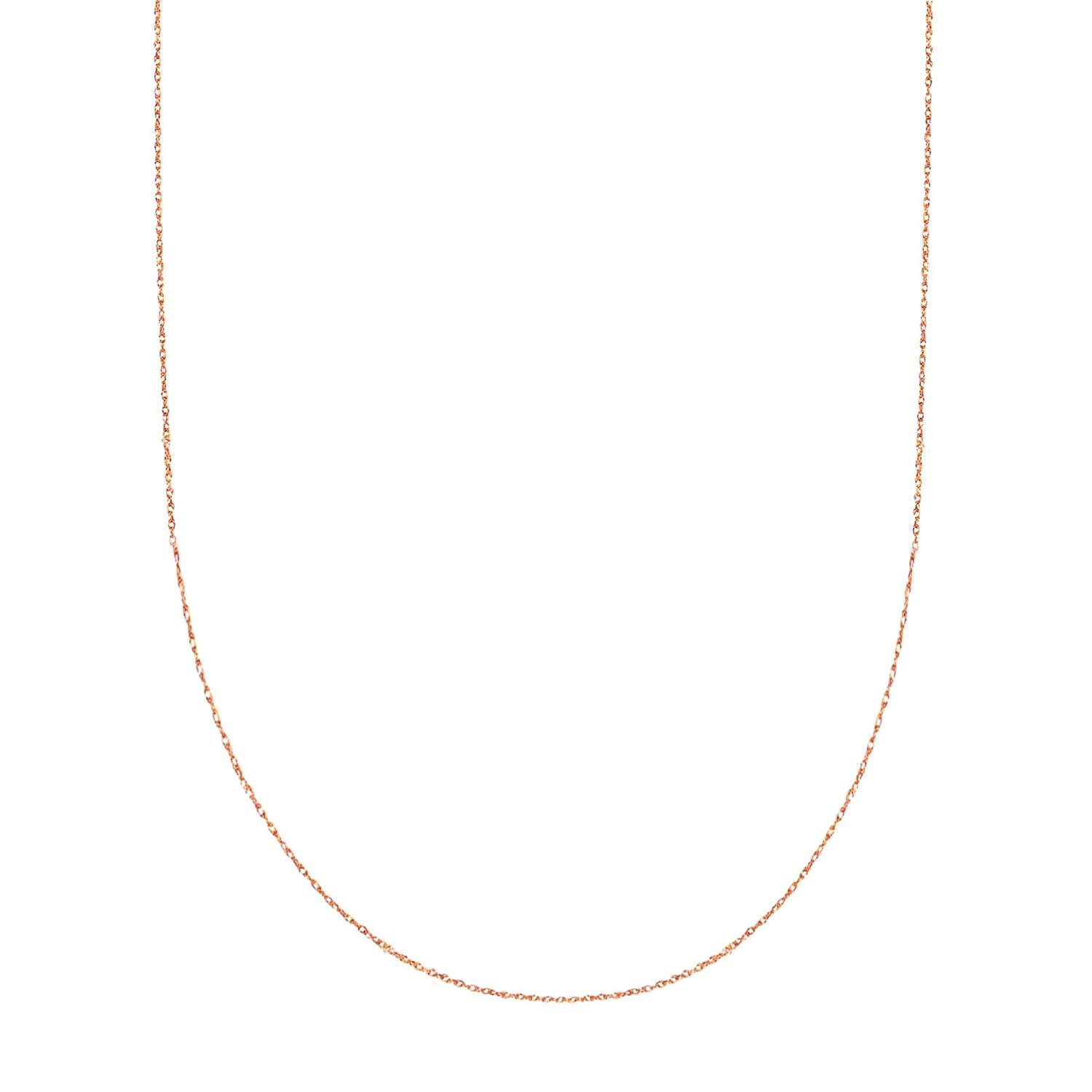 14k Rose Gold Rope Chain Necklace, 0.6mm fine designer jewelry for men and women