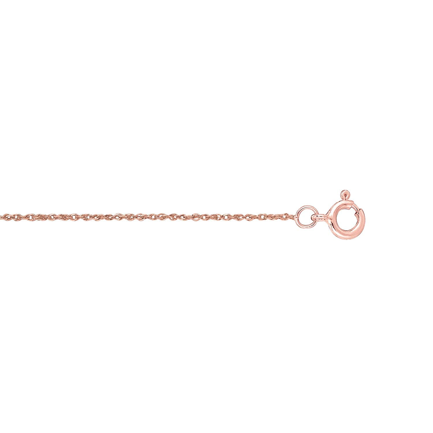 Collar de cadena de cuerda de oro rosa de 14 k, joyería fina de diseño de 0,6 mm para hombres y mujeres