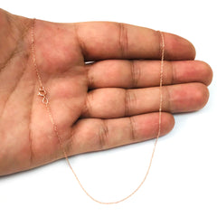 Collar de cadena de cuerda de oro rosa de 14 k, joyería fina de diseño de 0,5 mm para hombres y mujeres