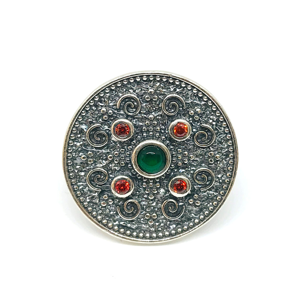 Sterling sølv byzantinsk stil rund skive ring fine designer smykker til mænd og kvinder