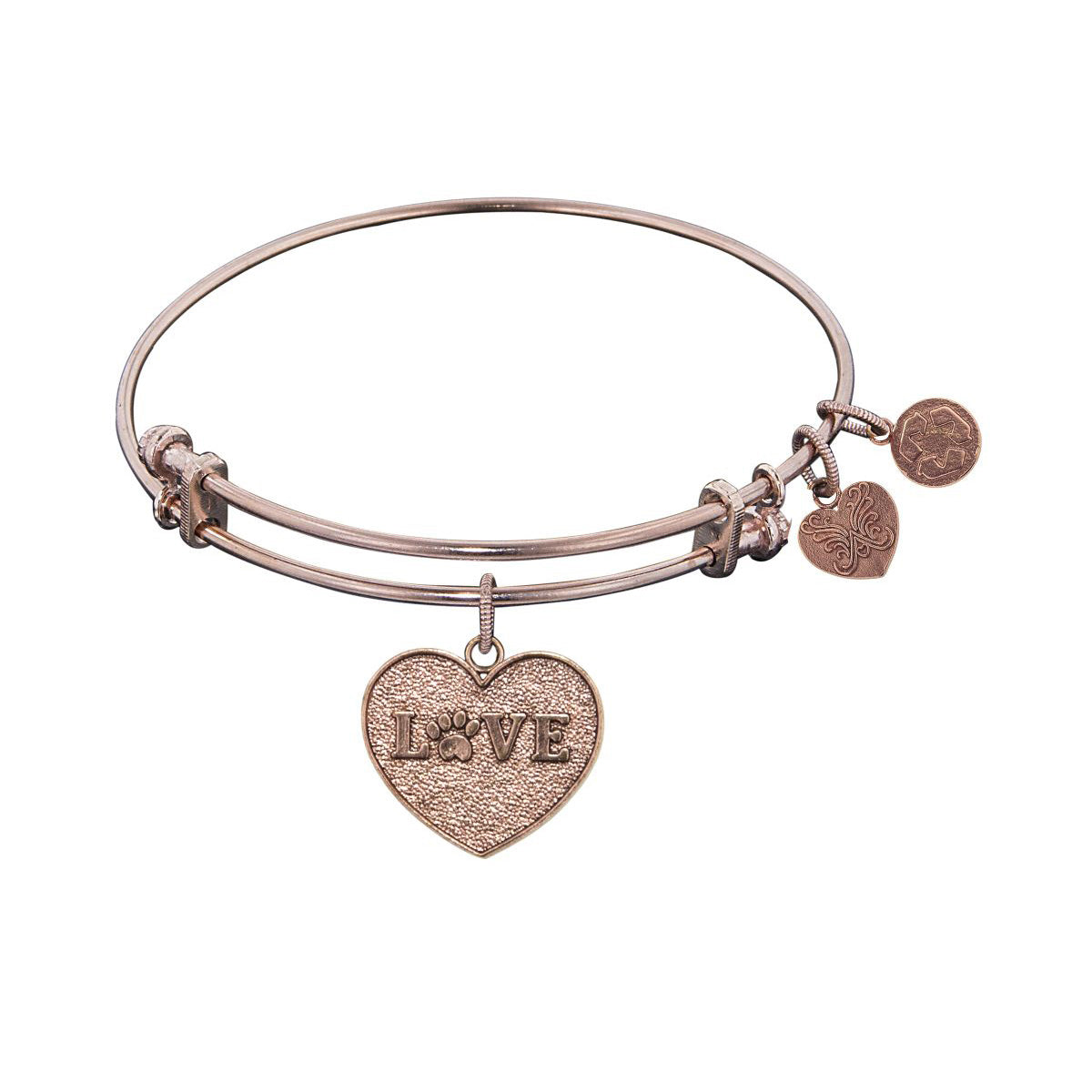 Stipple Finish Messing Love With Paw Angelica Bangle Armbånd, 7,25" fine designersmykker for menn og kvinner