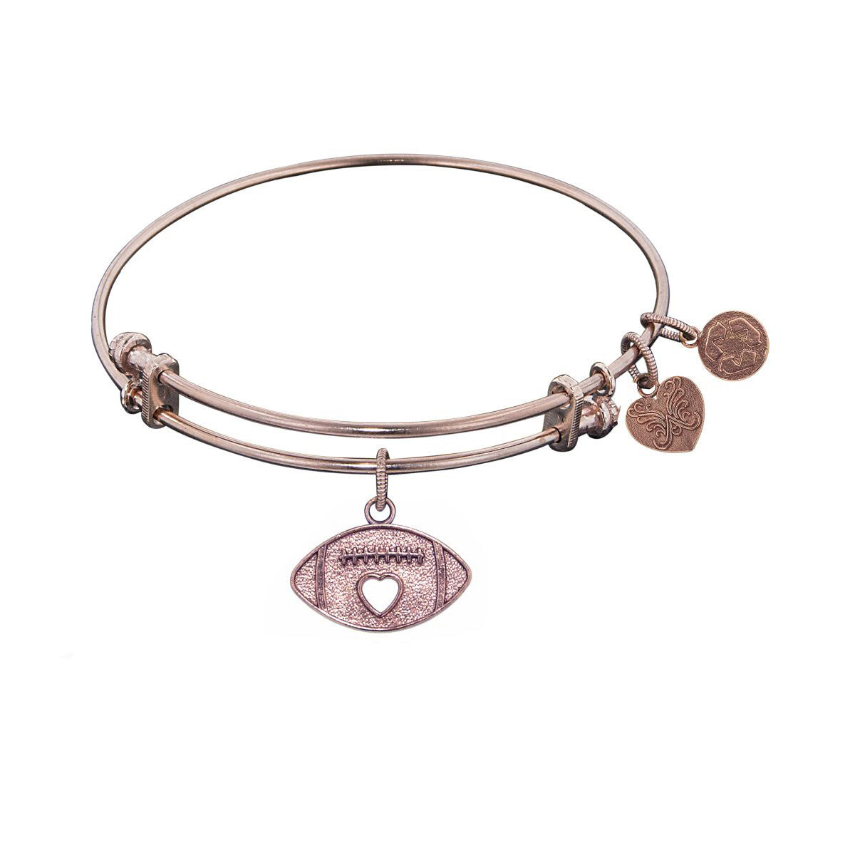 Stipple Finish Brass Football Angelica Bangle Bracelet, 7.25" fine designer jewelry for men and women