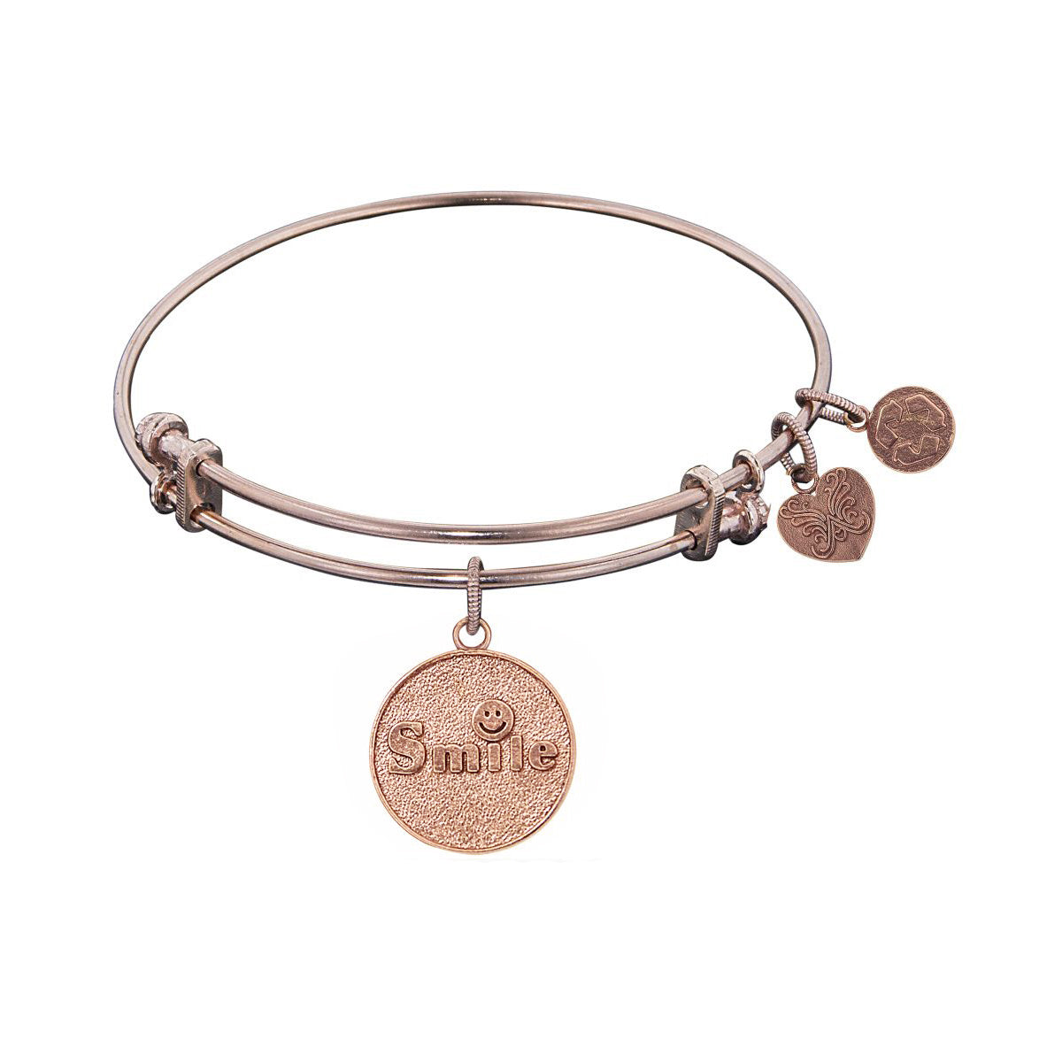 Stipple Finish Messing Smile Angelica Bangle Armbånd, 7,25" fine designersmykker for menn og kvinner