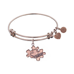 Smooth Finish Brass Generation Rescue Autism Angelica Bangle Bracelet, 7.25"