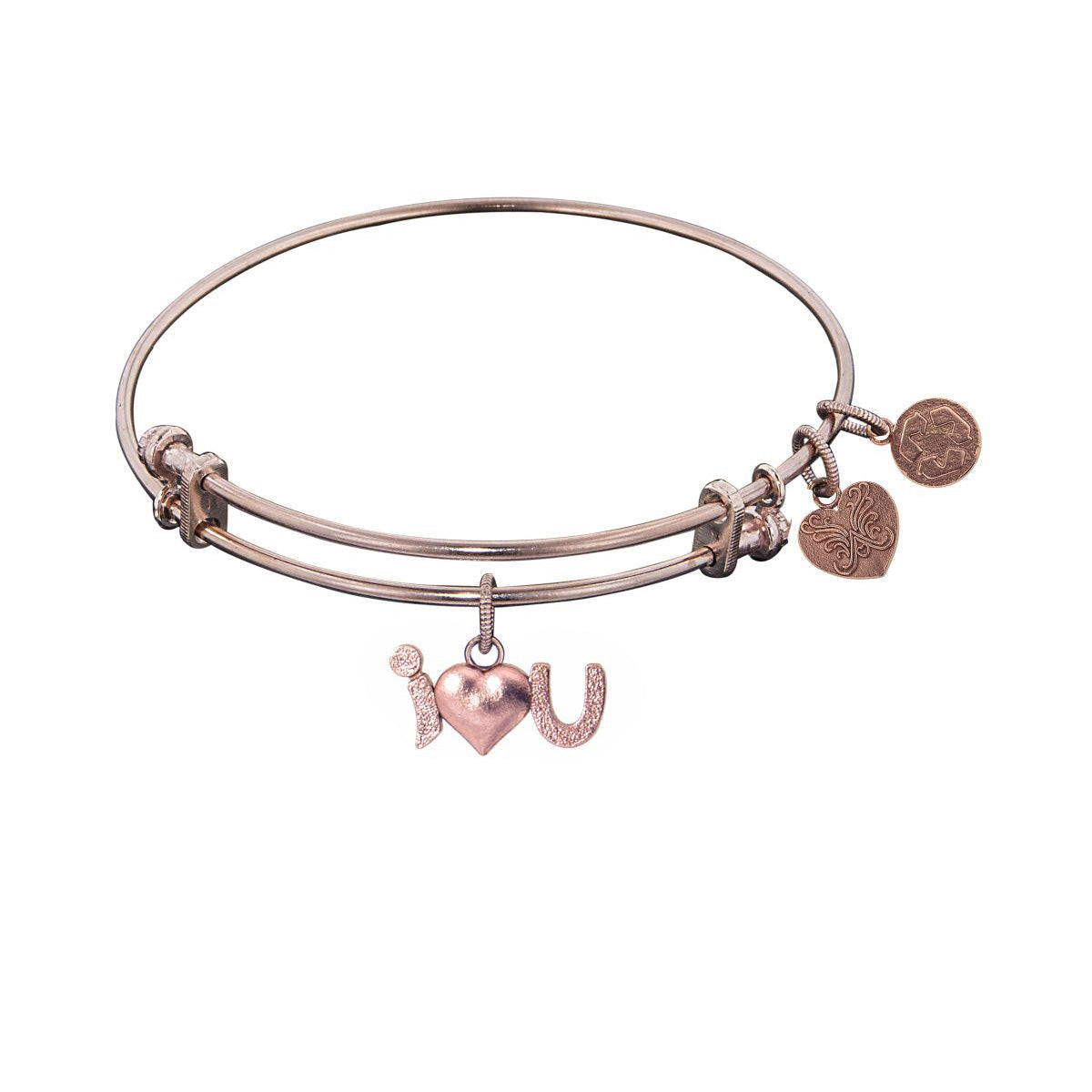 Stipple Finish Brass Heart Angelica Bangle Bracelet, 7.25" fine designer jewelry for men and women