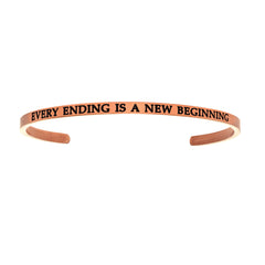Intuitions Stainless Steel EVERY ENDING IS A NEW BEGINNING Diamond Accent Cuff Bangle Bracelet