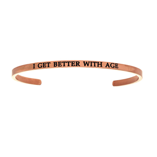 Intuitions Stainless Steel I GET BETTER AGE Diamond Accent Cuff Bangle Bracelet