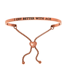 Intuitions Stainless Steel I GET BETTER AGE Diamond Accent Adjustable Bracelet fine designer jewelry for men and women