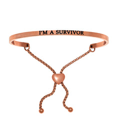Intuitions Stainless Steel I’M A SURVIVOR Diamond Accent Adjustable Bracelet fine designer jewelry for men and women