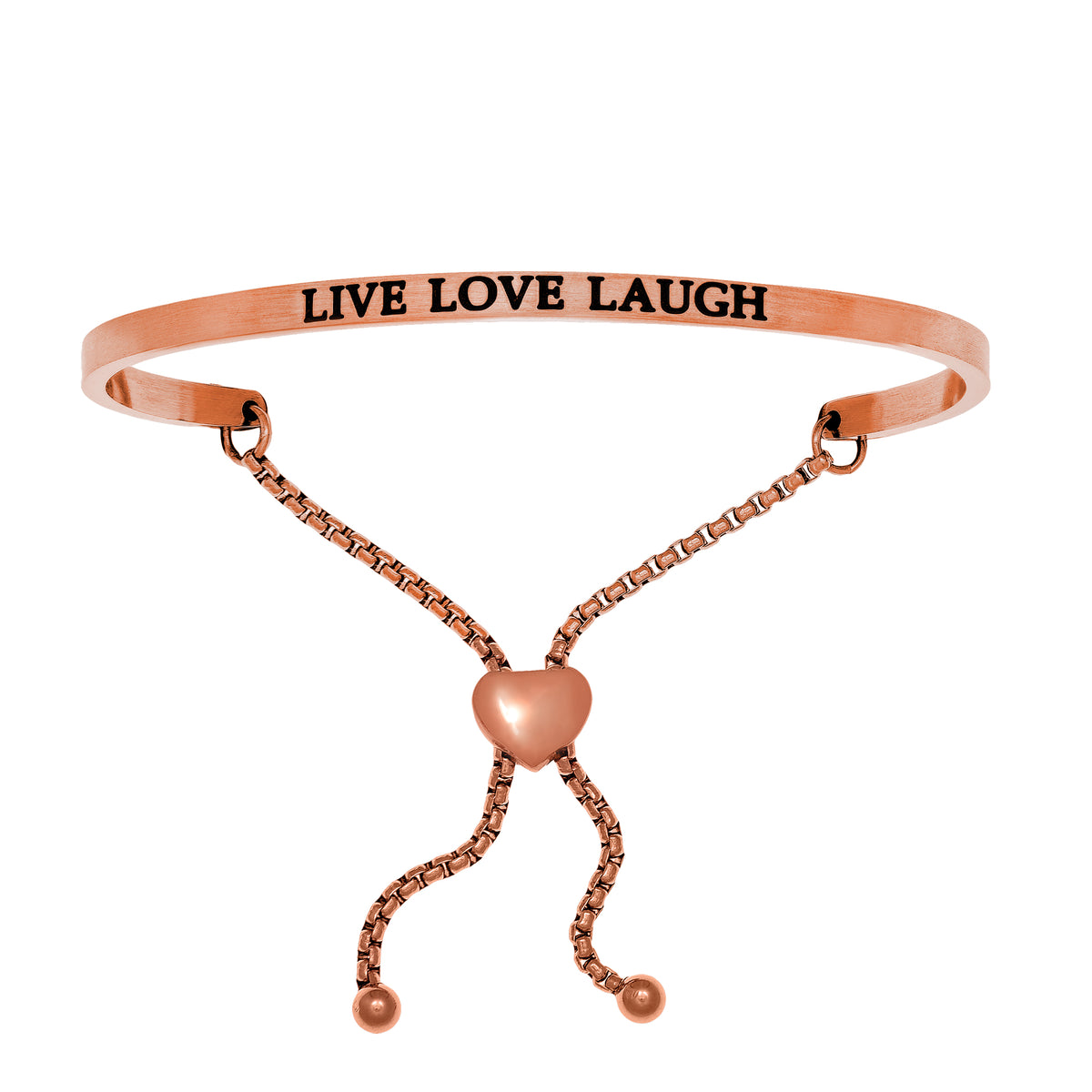 Intuitions Stainless Steel LIVE LOVE LAUGH Diamond Accent Adjustable Bracelet
