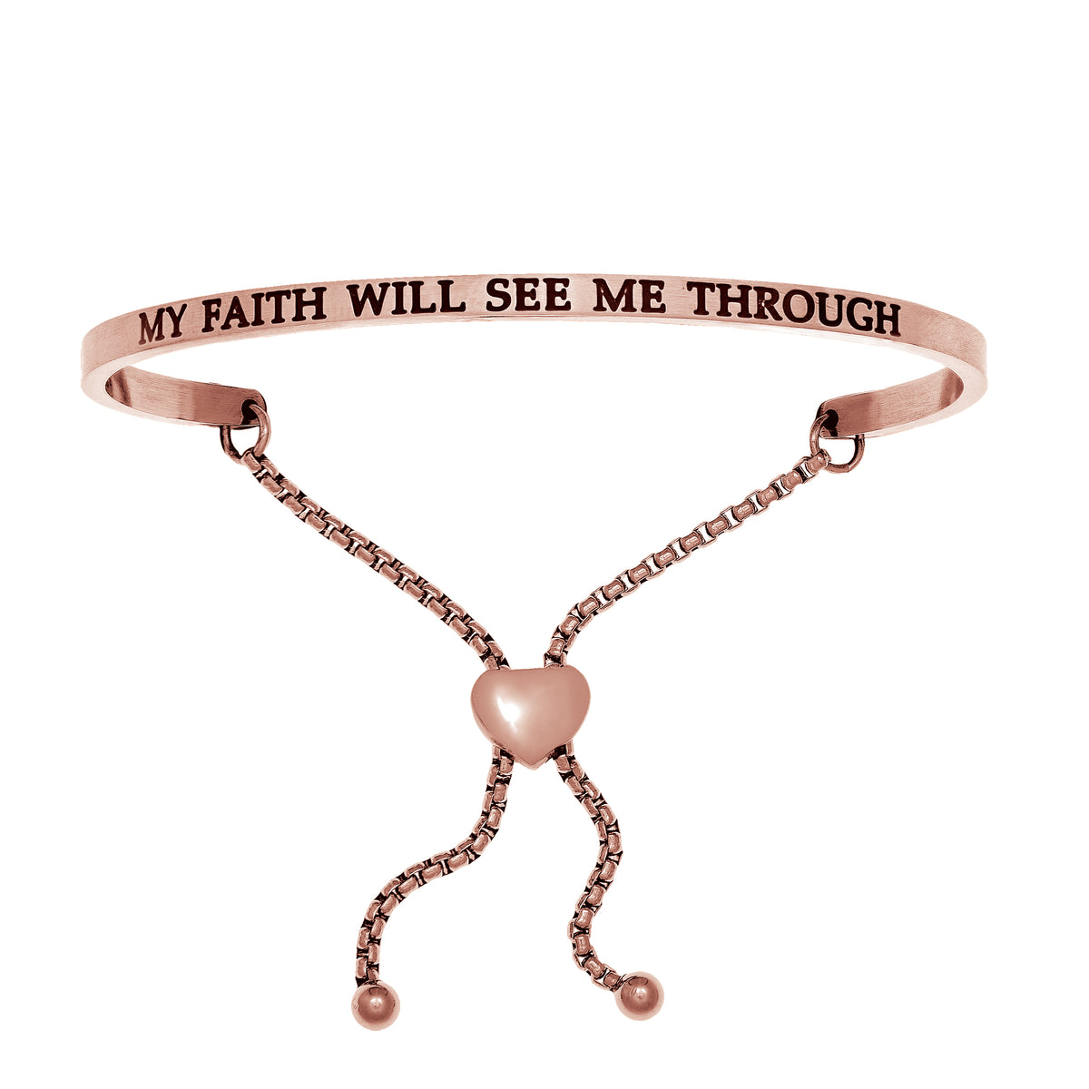 Intuitions Stainless Steel My Faith Will See Me Through Bangle Bracelet