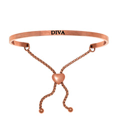 Intuiciones Pulsera ajustable con acento de diamante DIVA de acero inoxidable, joyería de diseño fino para hombres y mujeres