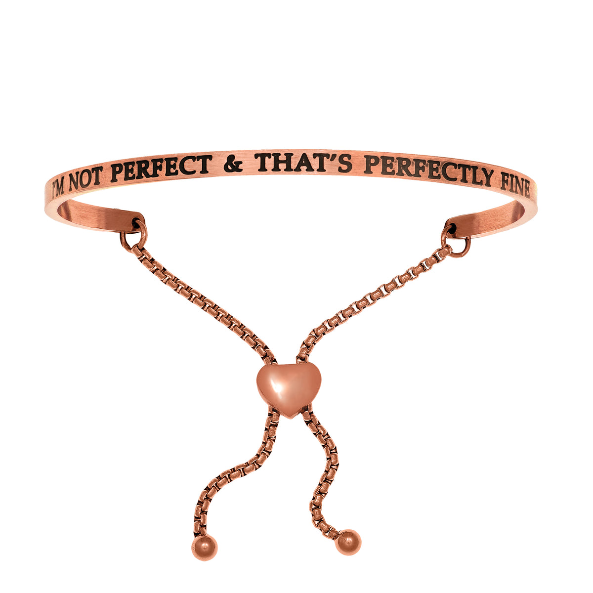 Intuitions Stainless Steel I’M NOT PERFECT & THAT’S PERFECTLY FINE Diamond Accent Adjustable Bracelet fine designer jewelry for men and women