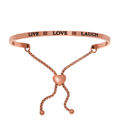 Intuitions Bracelet jonc carré en satin en acier inoxydable Live Love Laugh, bijoux de créateur raffinés pour hommes et femmes