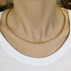 14k gult gull Omega Chain Chocker Halskjede, 3 mm fine designersmykker for menn og kvinner