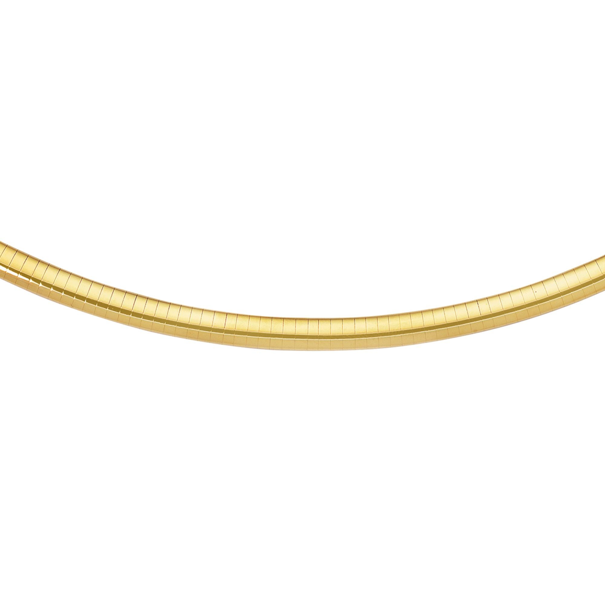 14k gul guld Omega Chain Chocker halskæde, 2 mm fine designer smykker til mænd og kvinder